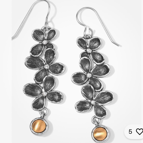 Brighton Everbloom Trio French Wire Silver Floral Earrings with Gold Accents